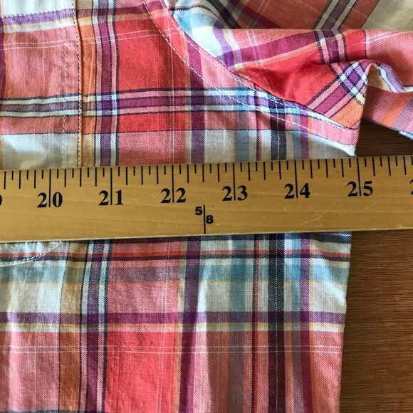 Izod Saltwater Relaxed Classics Shirt Men XL Orange Plaid Button Down Pocket - Picture 7 of 12